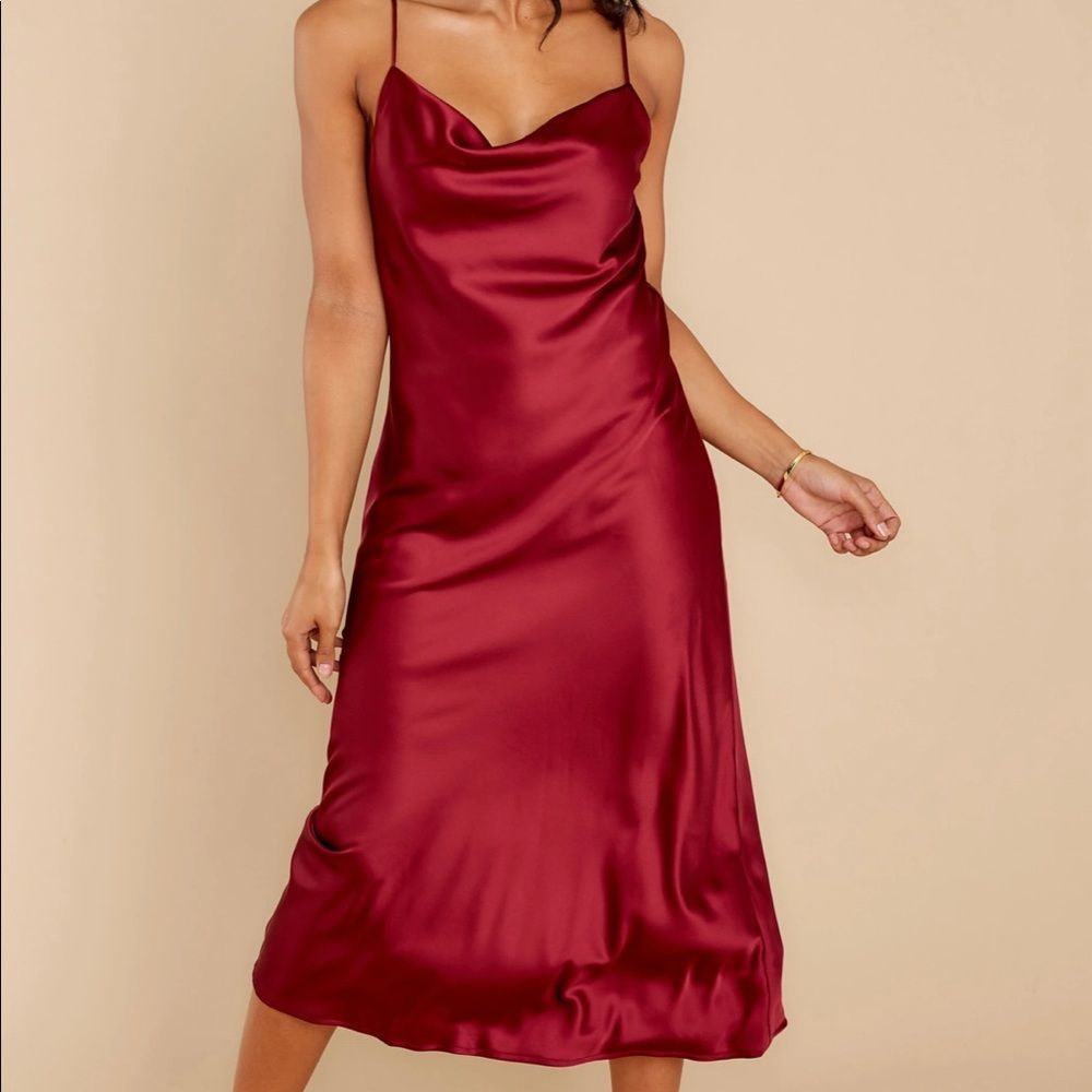 Burgundy more than sexy silky look dress